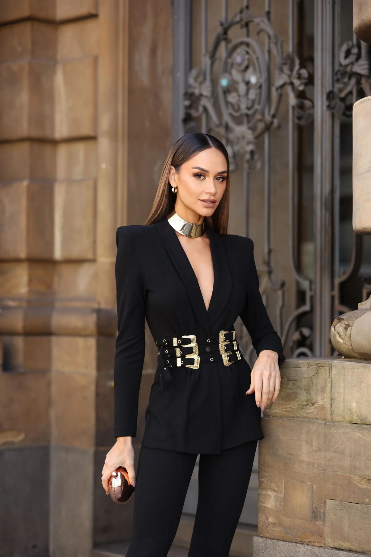 Blazer com Três Cintos em Crepe Anahi - Image 27