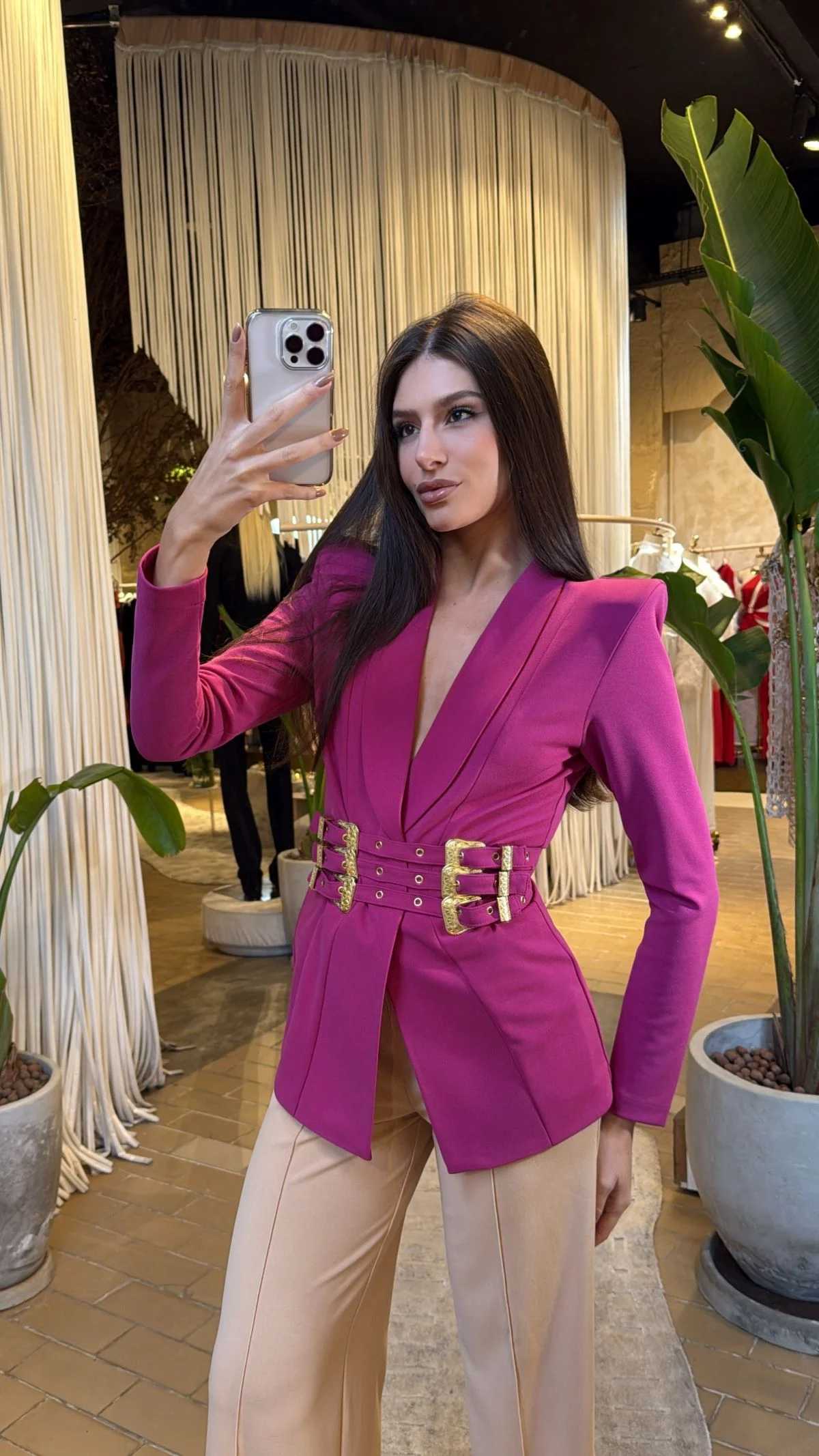 Blazer com Três Cintos em Crepe Anahi - Image 28